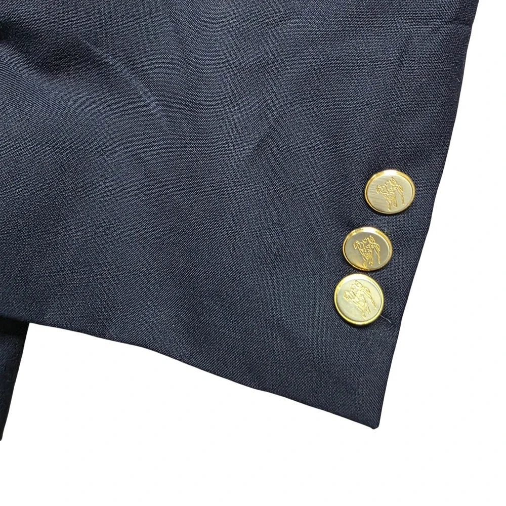 Burberry Mens Navy Blue 100% Wool Blazer Gold Crest Button Sport Coat 42R USA‎